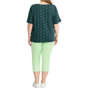 Haut pour femme grande taille, coupe classique, vert marine, en coton et polyester, personnalisé, pour commande en gros, imprimé AOP, col rond, manches courtes - Product Image 2