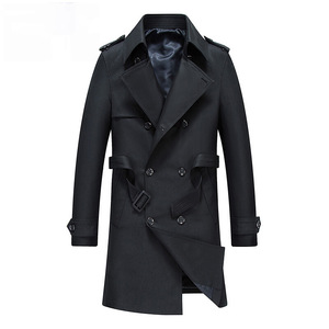 Men's Beige Double Breasted Trench Coat With Epaulet Turn-down Collar Windproof Smart Casual <b>Long</b> Cotton <b>Canvas</b> Outerwear - Product Image 5