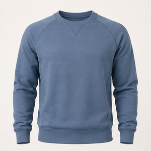 Sweat-shirt personnalisé bleu poussière pour homme, coupe décontractée, athlétique, col rond compact avec insert en V tonal, MCRW-0014 - Product Image 1