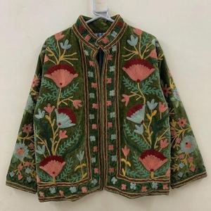 Traditional Cotton Canvas Hand Embroidered Suzani Jacket-Women's Suzani Short Jackets Summer Coat Casual <b>Dresses</b> - Product Image 4
