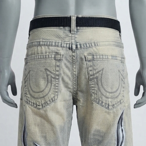 Jeans de Mezclilla para Hombre, Corte Recto, Lavado a la Piedra, con Apliques de Estampado Tribal, Estilo Hip Hop, Corte Holgado, para Primavera - Product Image 5