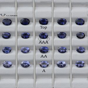 Piedras preciosas sueltas de corte ovalado facetado de iolita azul Natural de 7x9mm listas para enviar joyería hecha a mano mejor colección últimos productos calientes - Product Image 1
