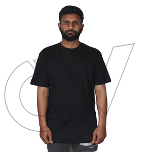 T-shirt décontracté à manches courtes et col rond noir à motif pour homme Carewear Sports 2026, 100 % coton, coupe classique, tricot jersey de haute qualité - Product Image 1