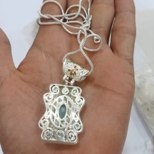 เครื่องประดับเงินแท้คุณภาพ AAA งานแฮนด์เมด สวยงามด้วยเทอร์ควอยซ์อเมริกันและลาแอลีอามาร์รูปทรงจี้ สำหรับงานปาร์ตี้ของเด็กผู้หญิง - Product Image 4