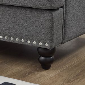 Divanetto Moderno Classico da 151 cm in Tessuto Grigio Rivestito in Poliestere per Soggiorno - Product Image 6