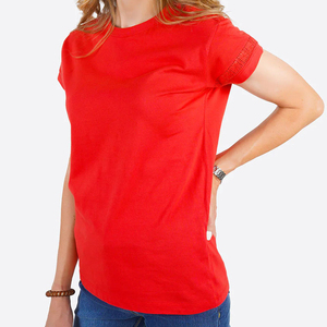 Women Round Neck T-Shirt Cotton Jersey Soft Knit Short Sleeve Casual Summer Wear Manufacturing for Export with Oem - Product Image 4