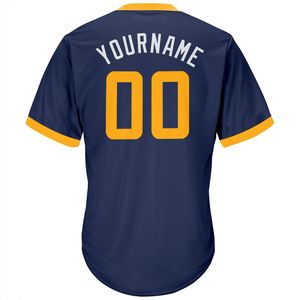Camiseta de Béisbol Personalizada con Cuello en V, Azul Marino, Manga Corta, Absorbente de Humedad, Poliéster, Impresión del Nombre del Equipo y Logotipo Frontal - Product Image 6