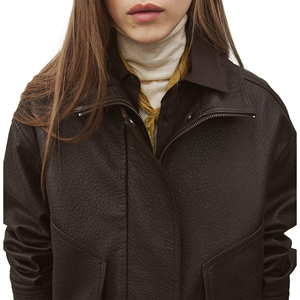 Women Genuine <b>Leather</b> <b>Long</b> <b>Jacket</b> Ladies Stylish Full-Length Black Slim Fit Zip-Up Customized Logo Factory Wholesale - Product Image 2