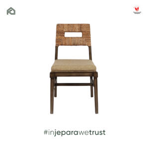 Chaise de salle à manger contemporaine en teck massif avec dossier en rotin tressé, rembourrée, durable, pour l'extérieur, idéale pour restaurants, hôtels et villas. - Product Image 4