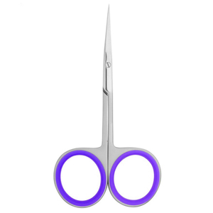 Ciseaux à cuticules en acier inoxydable, lame droite, pointe acérée, trou rond, manche violet, outils de beauté pour adultes, manucure durable - Product Image 3