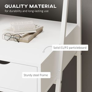 Modern <b>White</b> Home Office Desk with Drawer and Storage Shelves Simple Design Computer <b>Table</b> for <b>Small</b> Spaces for Study - Product Image 5