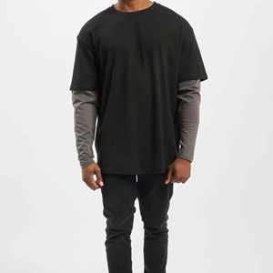 Camisetas Personalizadas para Hombre, Camiseta de Manga Larga de Doble Capa, Unisex, Camisetas de Hombre con Parches de Doble Capa - Product Image 1