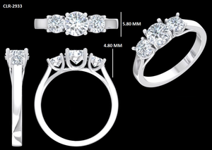 Anillo de compromiso con tres piedras redondas de moissanita de 1.15 quilates para mujer, anillo de boda con diamante solitario, oro blanco macizo de 14 quilates - Product Image 6