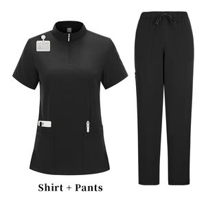 Ensembles de blouses d'hôpital anti-rides haut de gamme pour femmes, en tissu polyester tricoté, uniformes médicaux personnalisés - Product Image 2