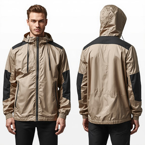 Dernière Collection – Blouson Coupe-Vent Épais pour Homme, Beige Sable, à Capuche, Fermeture Éclair Frontale, en Polyester, Motif Camouflage, Long et Tendance - Product Image 2