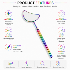 Rainbow Pocket Handheld Moon Shape 3X <b>Magnifying</b> Single Side Stainless Steel Frame <b>Makeup</b> <b>Mirror</b> - Product Image 4