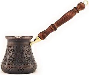 Cezve en cuivre martelé à la main avec poignée et cuillère en bois – Cafetière traditionnelle turque, arabe et grecque pour hôtel et maison - Product Image 2