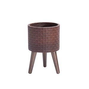 Aqdus Saleem AS-1111 Contemporary Acacia Wood Geometric <b>Planter</b> Pot Tripod Legs Mahogany Tabletop Outdoor Wholesale India - Product Image 1