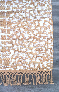 Tapis en jute classique artisanal HILTEX, tissage plat fin en fibres naturelles jacquard à motifs floraux pour extérieur - Product Image 3