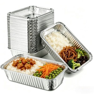Boîte à lunch rectangulaire en aluminium jetable de qualité alimentaire de 8 pouces, légère, avec bord de verrouillage, pour emballage et stockage, disponible - Product Image 3