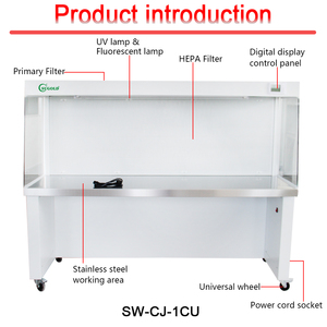 Cabine à flux laminaire Classe 100 en acier inoxydable, poste <span class=keywords><strong>de</strong></span> travail propre à flux d'air horizontal HEPA pour <span class=keywords><strong>laboratoire</strong></span> - Product Image 2