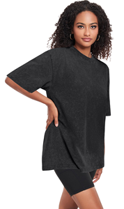 <b>Womens</b> <b>Black</b> Washed Oversized T <b>Shirt</b> Casual Short Sleeve Vintage Style Fashion Tee - Product Image 3