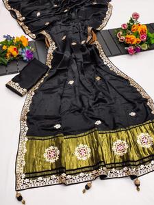 Sari en soie pure fait main Gota Patti, sari traditionnel de qualité supérieure pour les mariages et les festivals, pour femmes - Product Image 3
