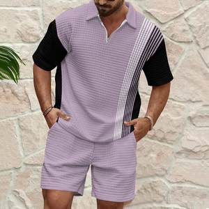 Ensemble T-shirt et Short Homme Sport Décontracté Col Polo Zippé Qualité Boutique Coupe Ample Respirant avec Cordon de Serrage pour l'Été - Product Image 5