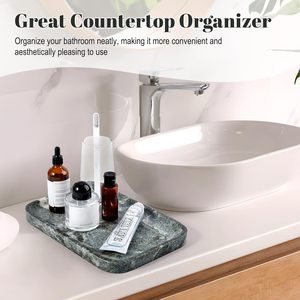 Marble <b>Tray</b>, 12"x8" Natural Marble Vanity <b>Tray</b> for Countertop Bathroom Kitchen Dresser Marble Catchall <b>Trays</b> for <b>Perfume</b> Jewelry - Product Image 2