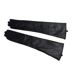 Gants longs en cuir d'agneau noir de qualité supérieure pour femmes, élégants et chics, gants de soirée, gants chauds d'hiver, gants longs à la mode - Product Image 6