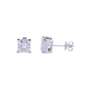 Pendientes de Moissanita VVS con Corte Princesa de 1 Quilate |   Joyería Fina de Plata de Ley 925 con Baño de Rodio, Diseño de Garras, Unisex, Regalo de Moda - Product Image 3