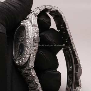 Luxury Premium <b>Automatic</b> <b>Wristwatch</b> for Men High Quality Stainless Steel Moissanite Diamond Glass 41mm Fully Iced Hip Hop Analog - Product Image 4