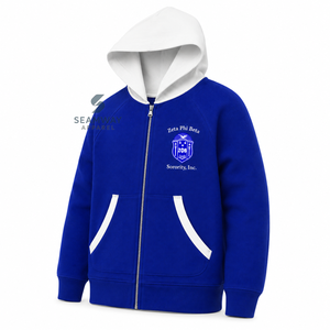 เสื้อฮู้ดซิปผู้หญิง Zeta Phi Beta Sorority สีแทน แต่งฮู้ดตัดสี ซิปยาว แขนยาว ปักอักษรกรีก สไตล์ลำลอง - Product Image 2