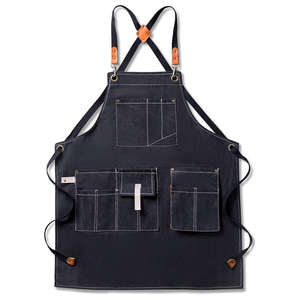 Tablier en jean unisexe 2026 dernière collection avec plusieurs poches et accents en cuir pour restaurants, bars, barmans et serveurs - Product Image 1