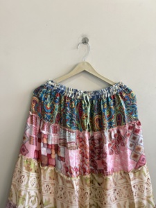 Floor Length Ruffled Silk <b>Skirt</b> For Women Bohemian Flared Maxi <b>Skirt</b> - Product Image 1