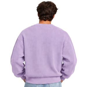 Lavender Purple Mens Oversized Crew Neck <b>Waffle</b> Knit Sweatshirt Long Sleeve Casual Pullover Streetwear Loose Fit Fashion <b>Shirts</b> - Product Image 3