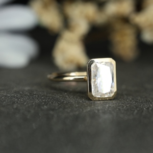 Pahal Jewels 925 Sterling <b>Silver</b> Bezel Setting Yellow Gold Plated Moissanite <b>Solitaire</b> Engagement <b>Ring</b> Women Simple Design - Product Image 2