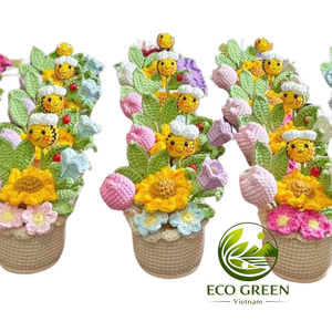 Handmade Crochet Potted Flowers Knitted Yarn Plants Cute Desktop <b>Ornament</b> for Bedroom Living Room Office Cafe and Gift Shop - Product Image 5
