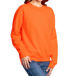 Men's <b>Orange</b> Crew Neck Pullover Sweatshirt 100% Cotton Regular Fit Solid Color Casual Winter Front Logo - Product Image 5
