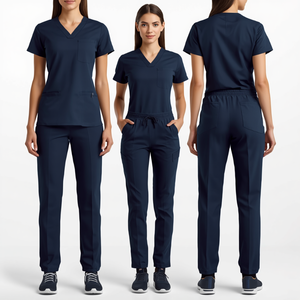 Conjunto de Uniforme Médico Premium para Mujer, Color Azul Marino, Cuello en V, con Pantalones Jogger, Ropa de Trabajo Profesional Cómoda - Product Image 2