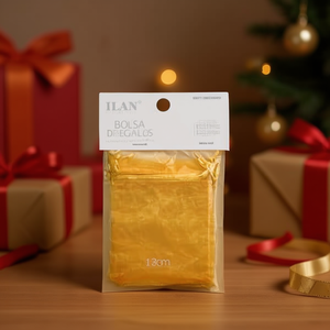 Sacchetti Regalo in Organza Ilan 13x18 Cm Confezione da 5 Colore Oro per Regali - Product Image 2