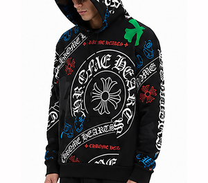Sweat-shirt à capuche de luxe noir pour homme, coupe oversize, en coton épais, style streetwear hiver, chaud et tendance - Product Image 3