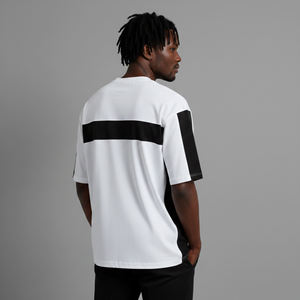 Plus Size Men's White Black Contrast Short Sleeve T-<b>Shirt</b> O-Neck <b>Flame</b> Logo Printed Casual Jersey Knit Regular Fit - Product Image 6