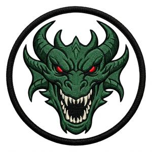 Patch brodé thermocollant Tête de Dragon Vert Yeux Rouges Créature Mythique, Badge Rond, Applique Tactique pour Motard, Fourniture en Gros - Product Image 1