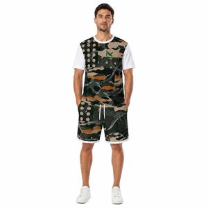Custom <b>Men</b> <b>Camo</b> Print Quick Dry T Shirt <b>Shorts</b> Set 2 Piece Summer Sports Athletic Wear Breathable Polyester Sublimation Top - Product Image 1