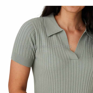Polo pour femme à manches courtes, séchage rapide, col tricoté, coupe classique - Product Image 3