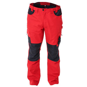 Red <b>Work</b> Pants With Black Reinforced Knees And Pockets Abrasion Resistant <b>Cargo</b> Design For Outdoor Use - Product Image 1