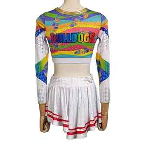 Conjunto de Ropa Brillante para Niñas, Traje de Baile, Ropa Escolar, Uniforme de Animadoras Juveniles con Pedrería - Product Image 1