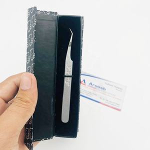 Pinzas para pestañas con logotipo personalizado y purpurina plateada de 90 grados de acero inoxidable sostenible de alta calidad profesional al por mayor - Product Image 5