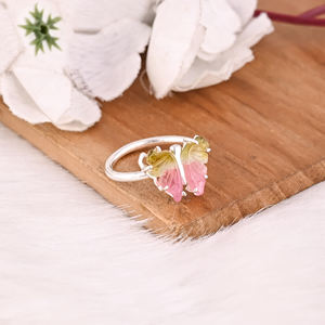 Anillo de Plata de Ley 925 de Buena Calidad con Turmalina Bio Natural, Joyería Hecha a Mano, Anillo de Boda de Diseño Personalizado para Mujer - Product Image 3